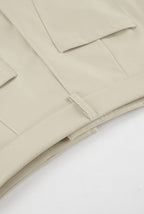 Khaki PU Leather High Waist Split Midi Skirt image 7