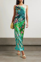 Satin Knot Front Sleeveless Midi Dress image 2