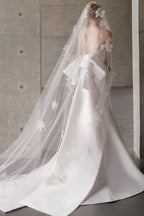 Satin Bandeau Train Bow Wedding Dress image 3