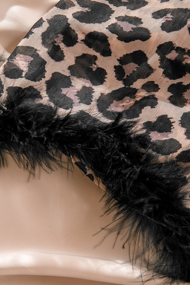 Sexy Leopard Print Lace Feather Mini Dress image 4