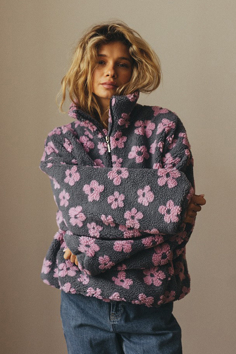 Floral Fleece Warm Fuzzy Sweatshirt image 2