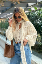 Elegant Tie Sheer Lace Long Sleeve Blouse image 4