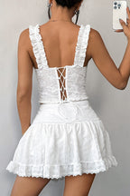 Romantic Solid Lace Boned Corset Slim Fit Cani Top image 5