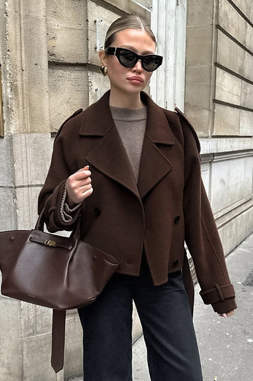 Brown Wool Blend Double Breasted Jacket image 1
