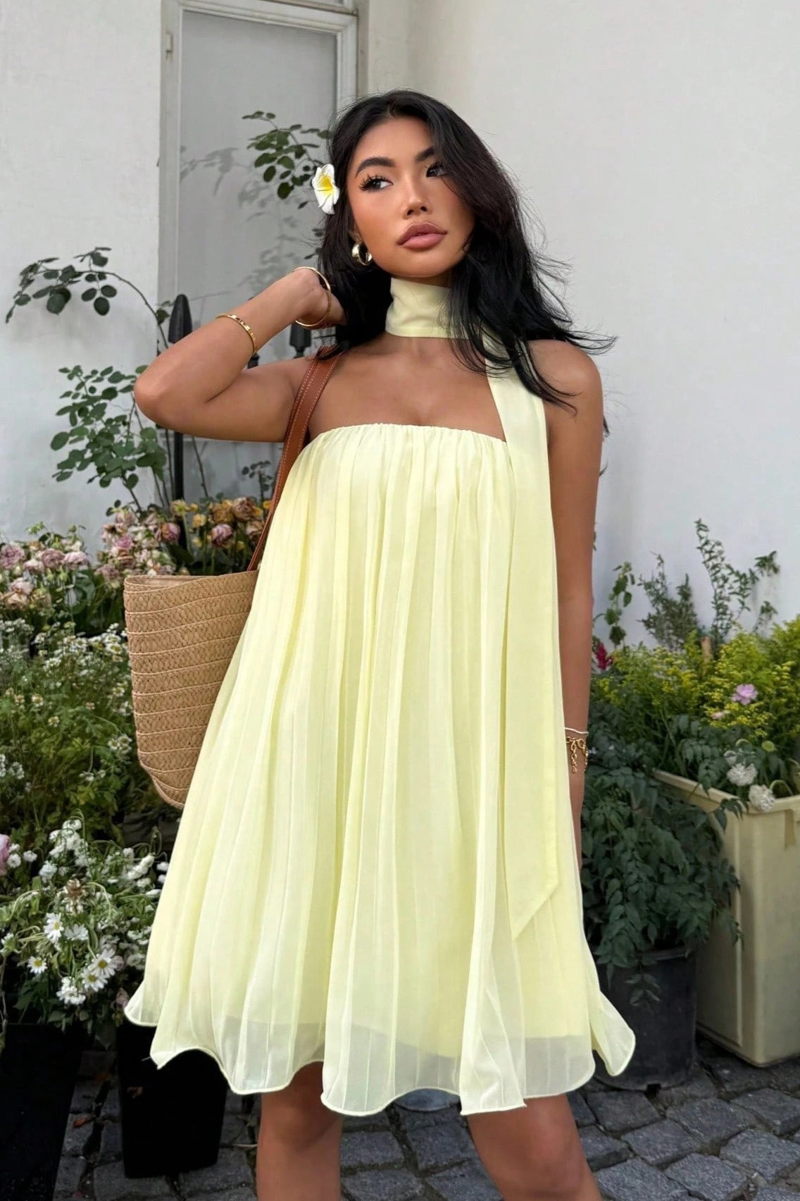 Chiffon Cutout Back Elegant Mini Dress image 2