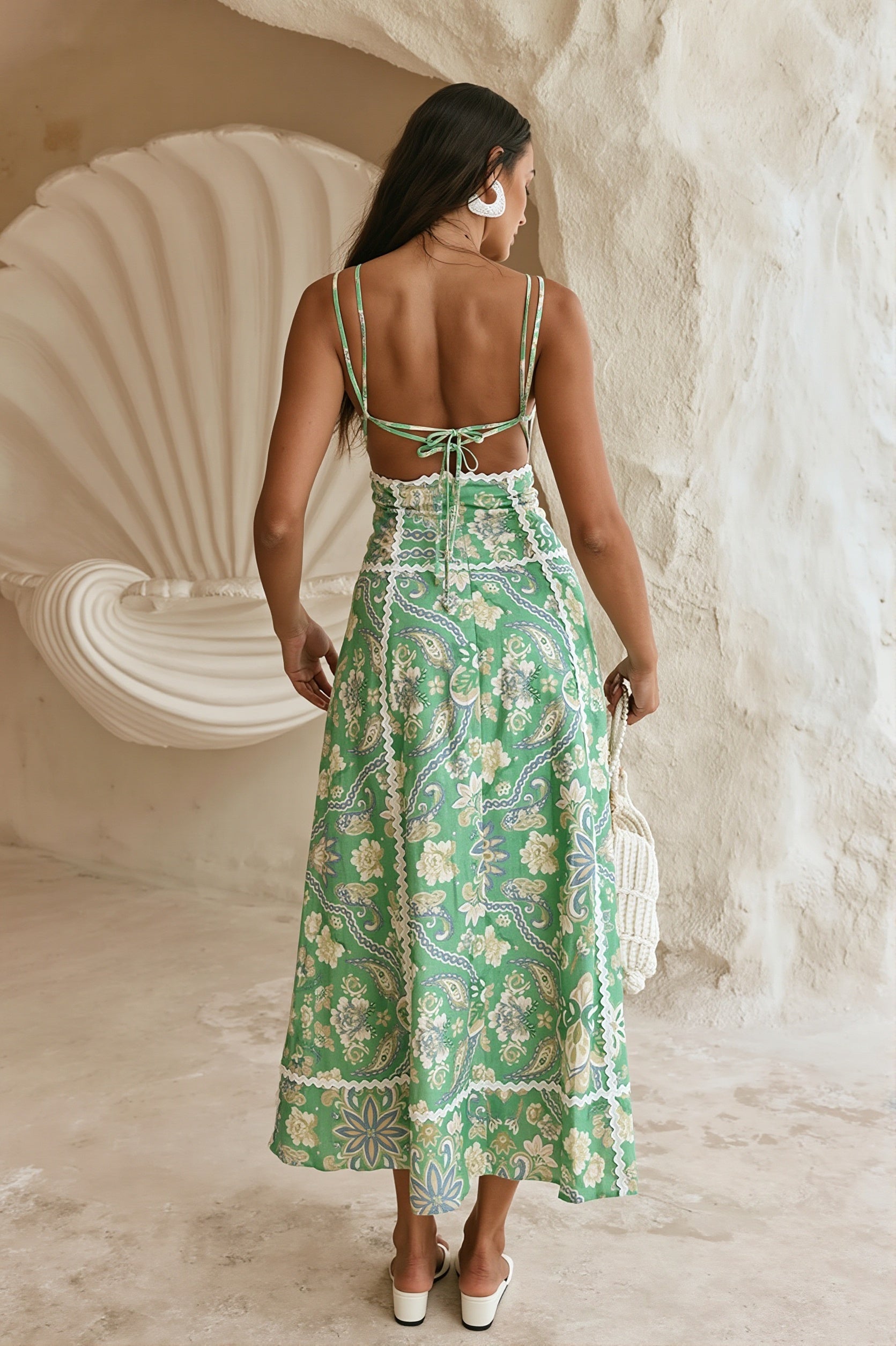 Fresh Floral Lace Spliced Long Boho Dress image 3