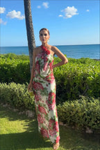 Rose Halter Off-Shoulder Floral Dress image 2