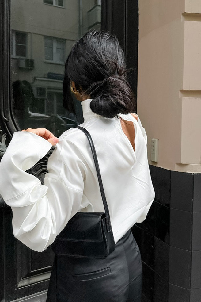 Minimalist Satin Turtleneck Blouse image 3