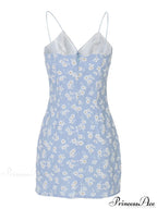 Daisy Pattern Split Trendy Slip Mini Dress image 4