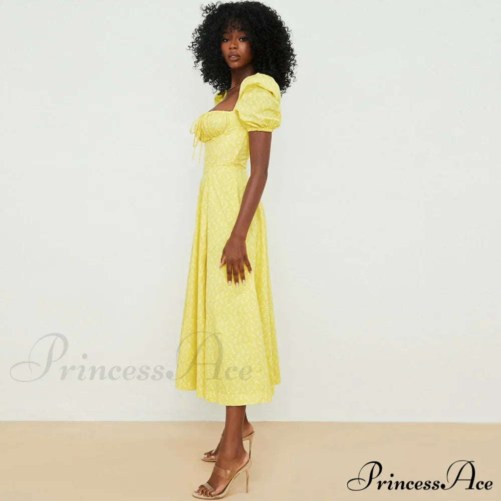 Daisy Printed Floss Strap Tied Classic Bustier Slip Maxi Dress image 2