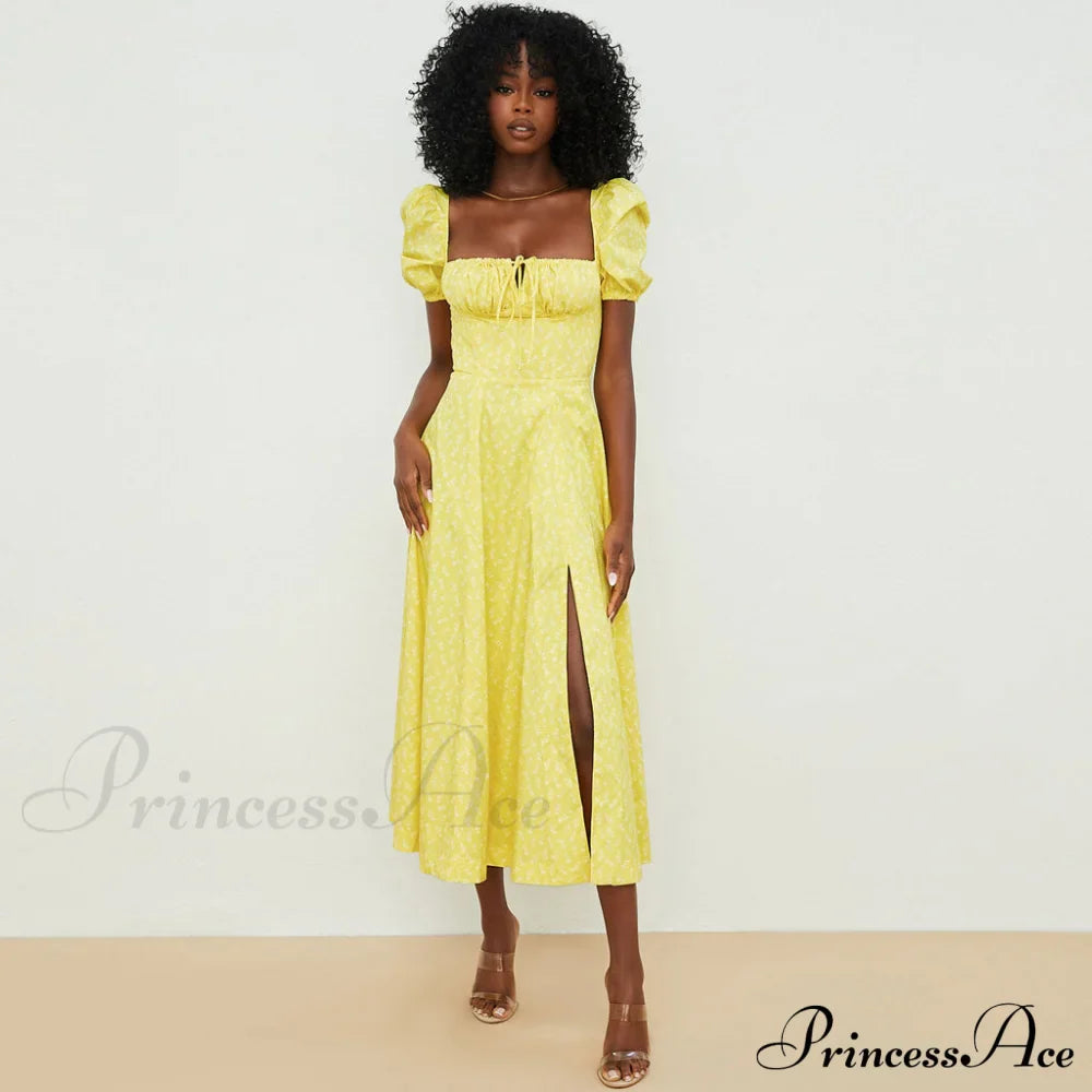 Daisy Printed Floss Strap Tied Classic Bustier Slip Maxi Dress image 1