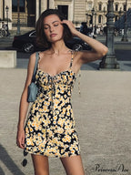 Daisy Printed Graceful Floral Short Dress image 1