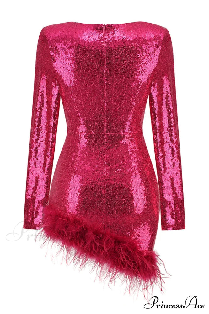 Daria Sequin Stylish Feather Mini Dress image 22