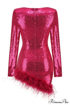 Daria Sequin Stylish Feather Mini Dress image 22
