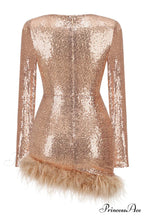 Daria Sequin Stylish Feather Mini Dress image 25