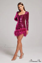 Daria Sequin Stylish Feather Mini Dress image 5