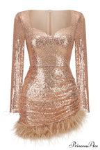 Daria Sequin Stylish Feather Mini Dress image 24