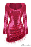 Daria Sequin Stylish Feather Mini Dress image 21