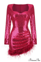 Daria Sequin Stylish Feather Mini Dress image 21