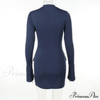 Dark Blue Long Charming Sleeve Bodycon Mini Dress image 10