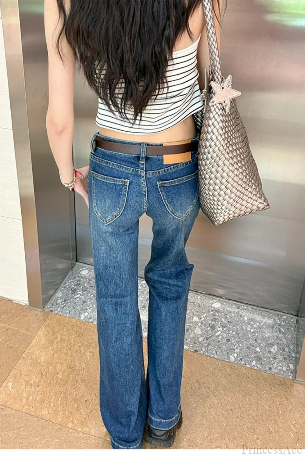 Dark Blue Low Rise Bootcut Jeans image 3