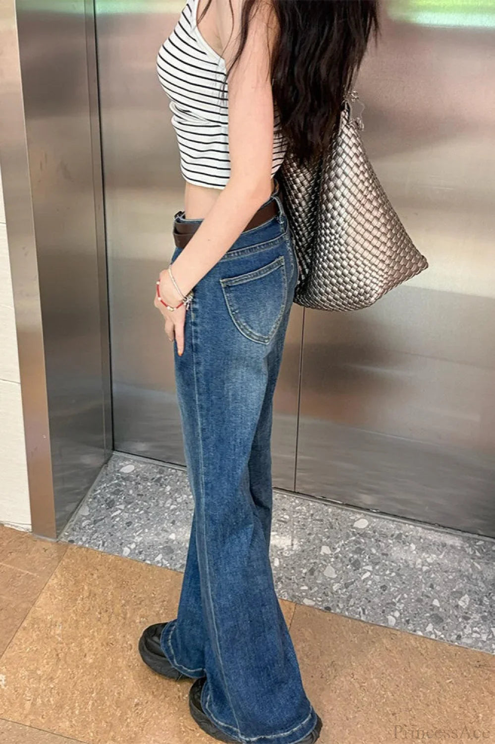 Dark Blue Low Rise Bootcut Jeans image 2