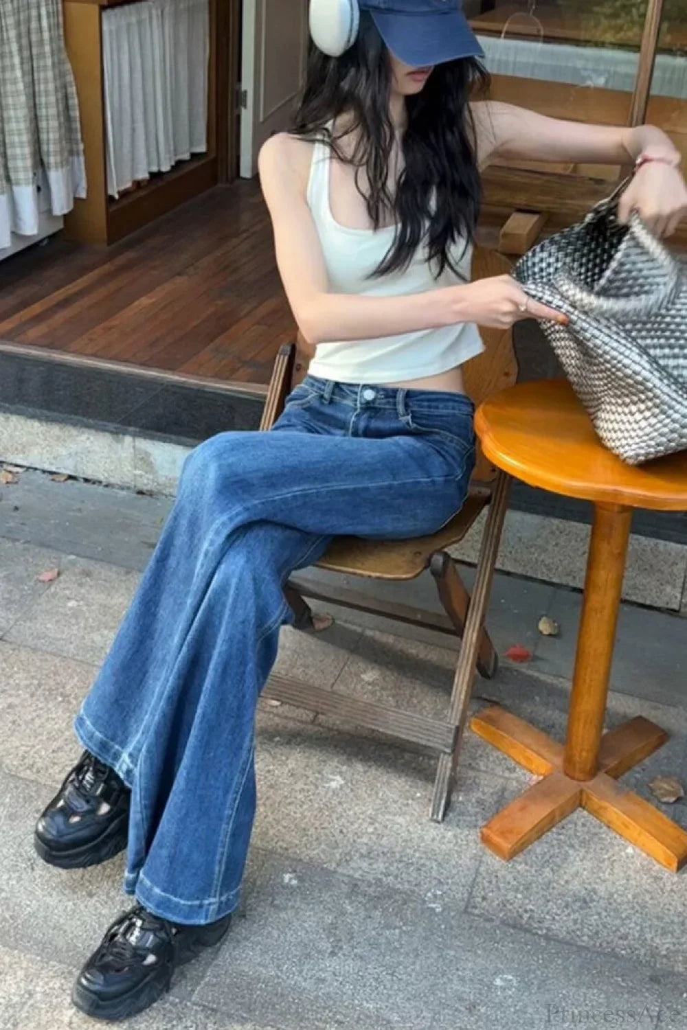 Dark Blue Low Rise Bootcut Jeans image 4