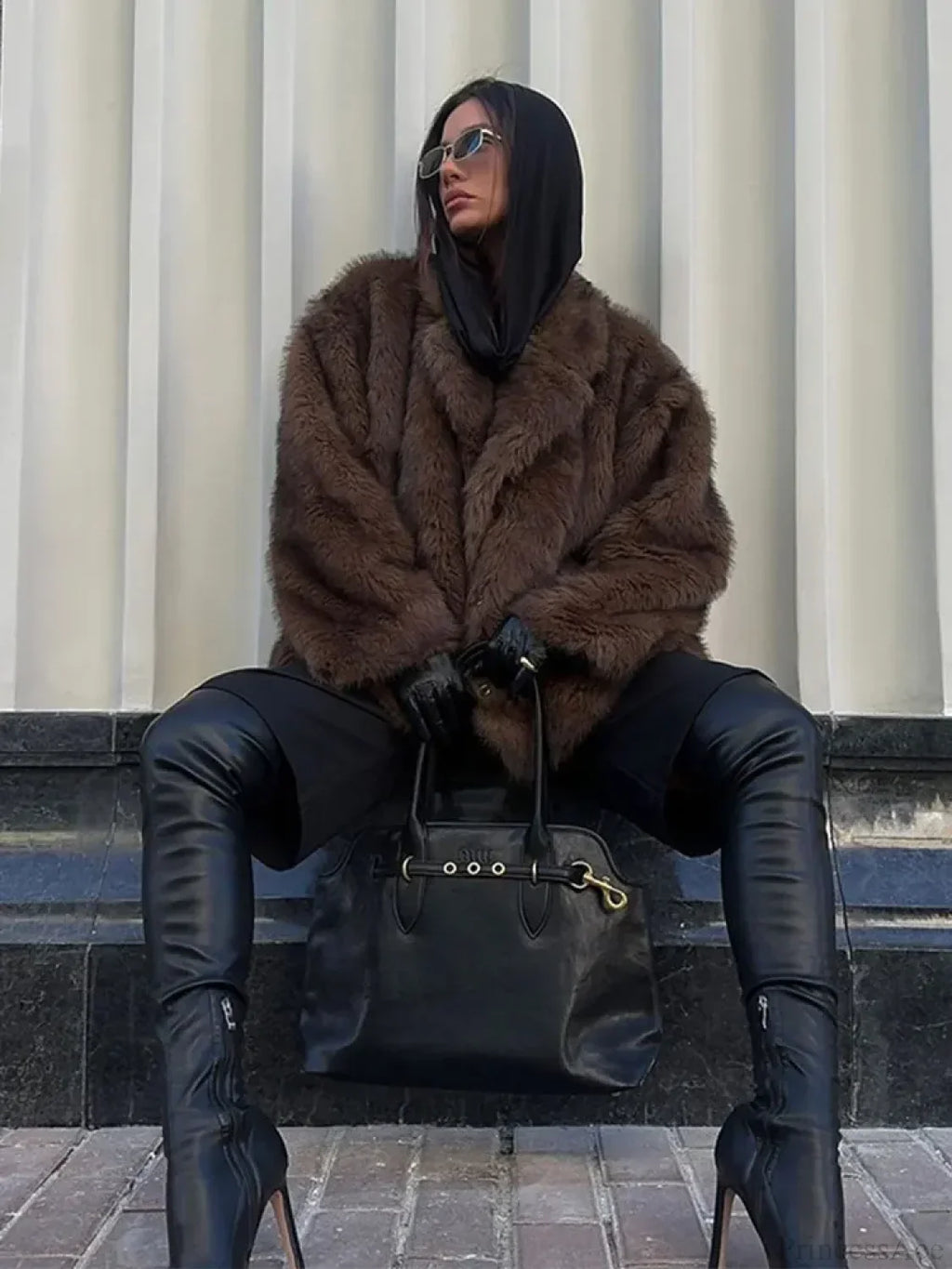 Dark Brown Lapel Short Coat image 1