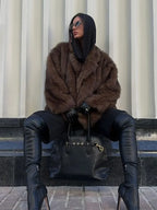 Dark Brown Lapel Short Coat image 1