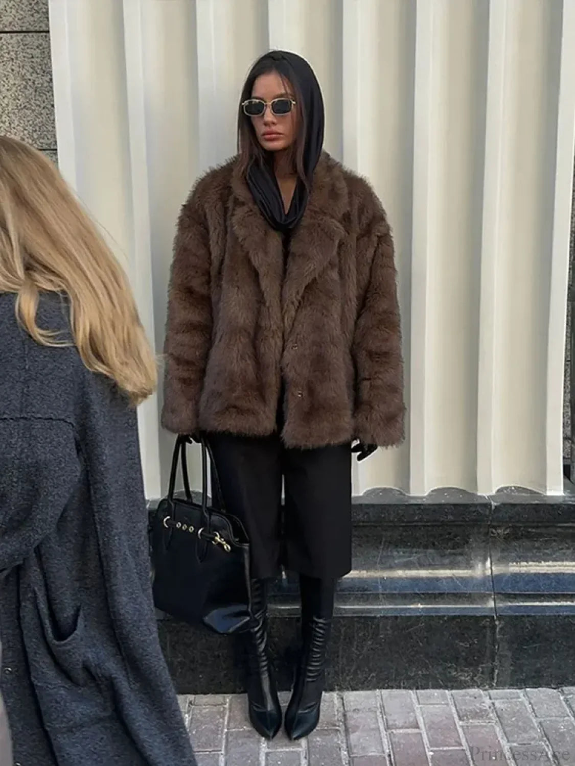 Dark Brown Lapel Short Coat image 2