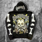 Dark Cartoon Embroidered Hooded Sweatshirt image 1