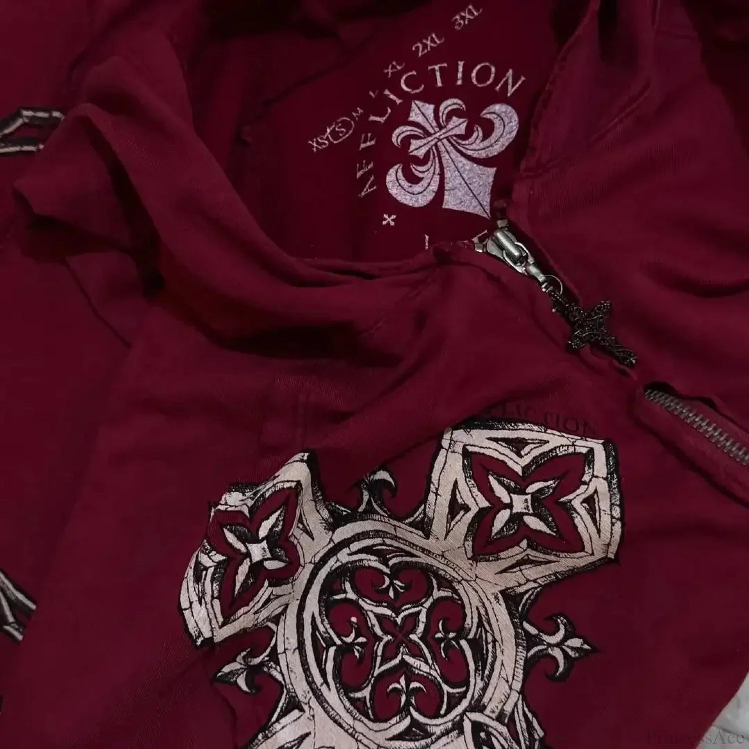 Dark Crimson Oversize Zipper Hoodie image 3
