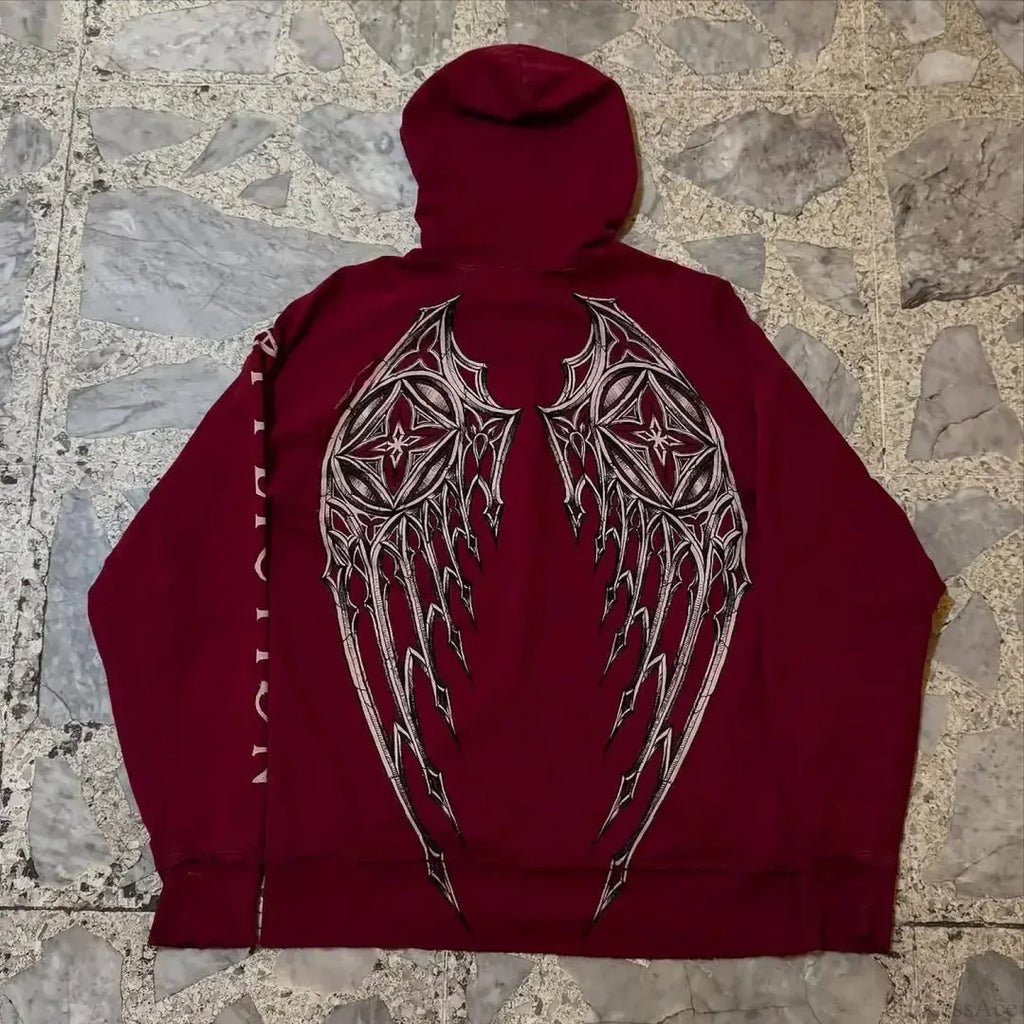 Dark Crimson Oversize Zipper Hoodie image 2
