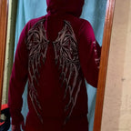 Dark Crimson Oversize Zipper Hoodie image 5
