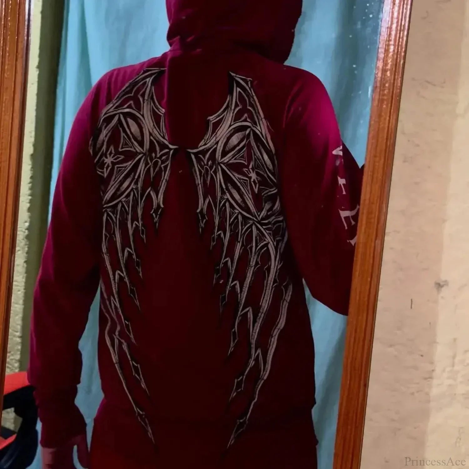 Dark Crimson Oversize Zipper Hoodie image 5