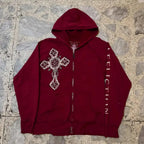 Dark Crimson Oversize Zipper Hoodie image 1