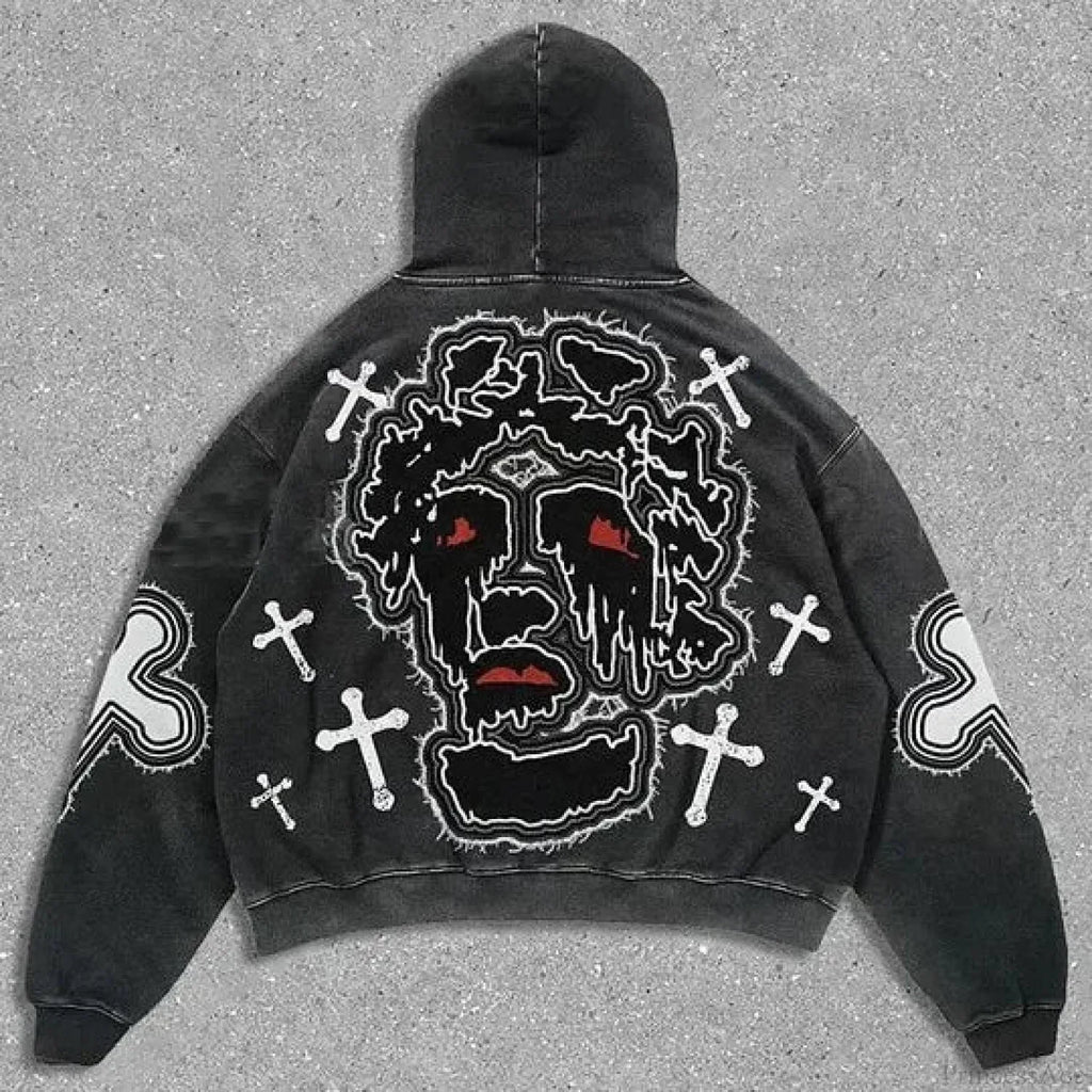 Dark Cross Graphic Pullover Hoodie image 2
