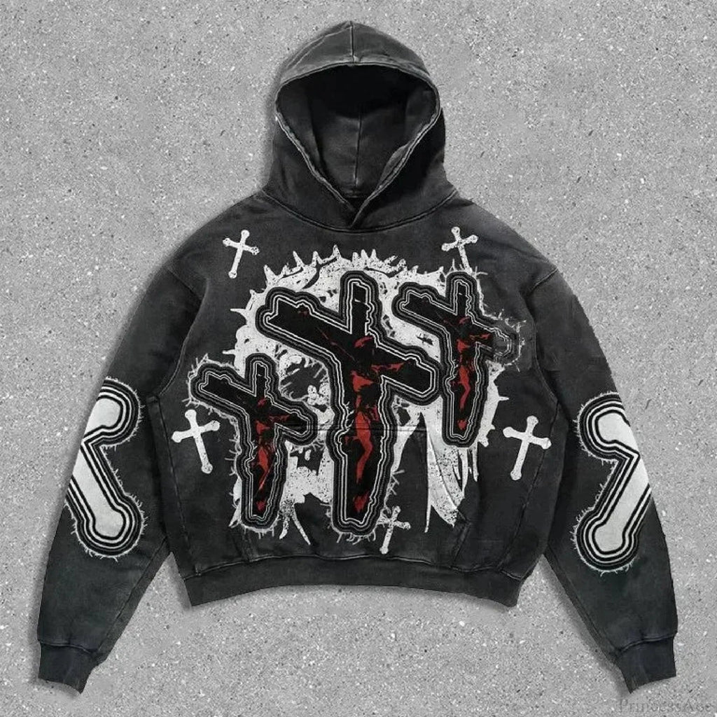 Dark Cross Graphic Pullover Hoodie image 1