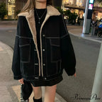 Dark Denim Stylish Fur Lining Jacket image 1