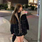 Dark Denim Stylish Fur Lining Jacket image 3