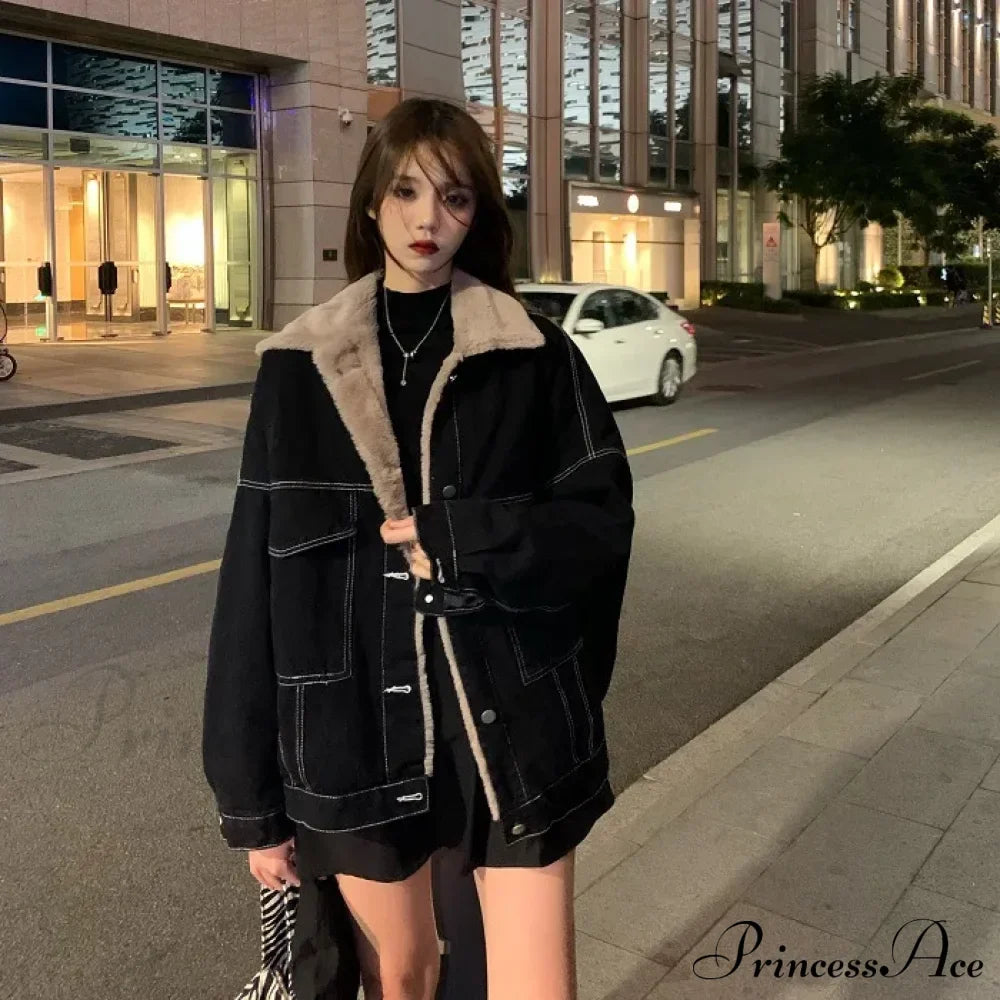 Dark Denim Stylish Fur Lining Jacket image 8