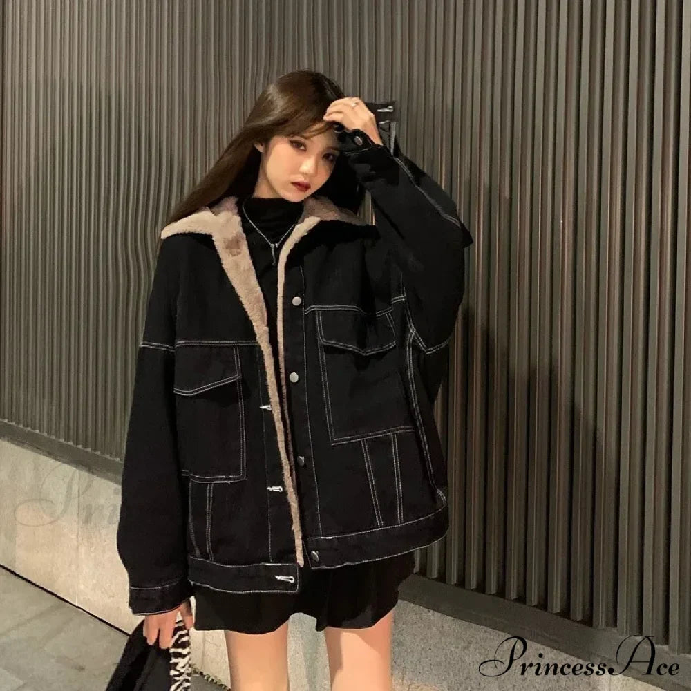 Dark Denim Stylish Fur Lining Jacket image 11