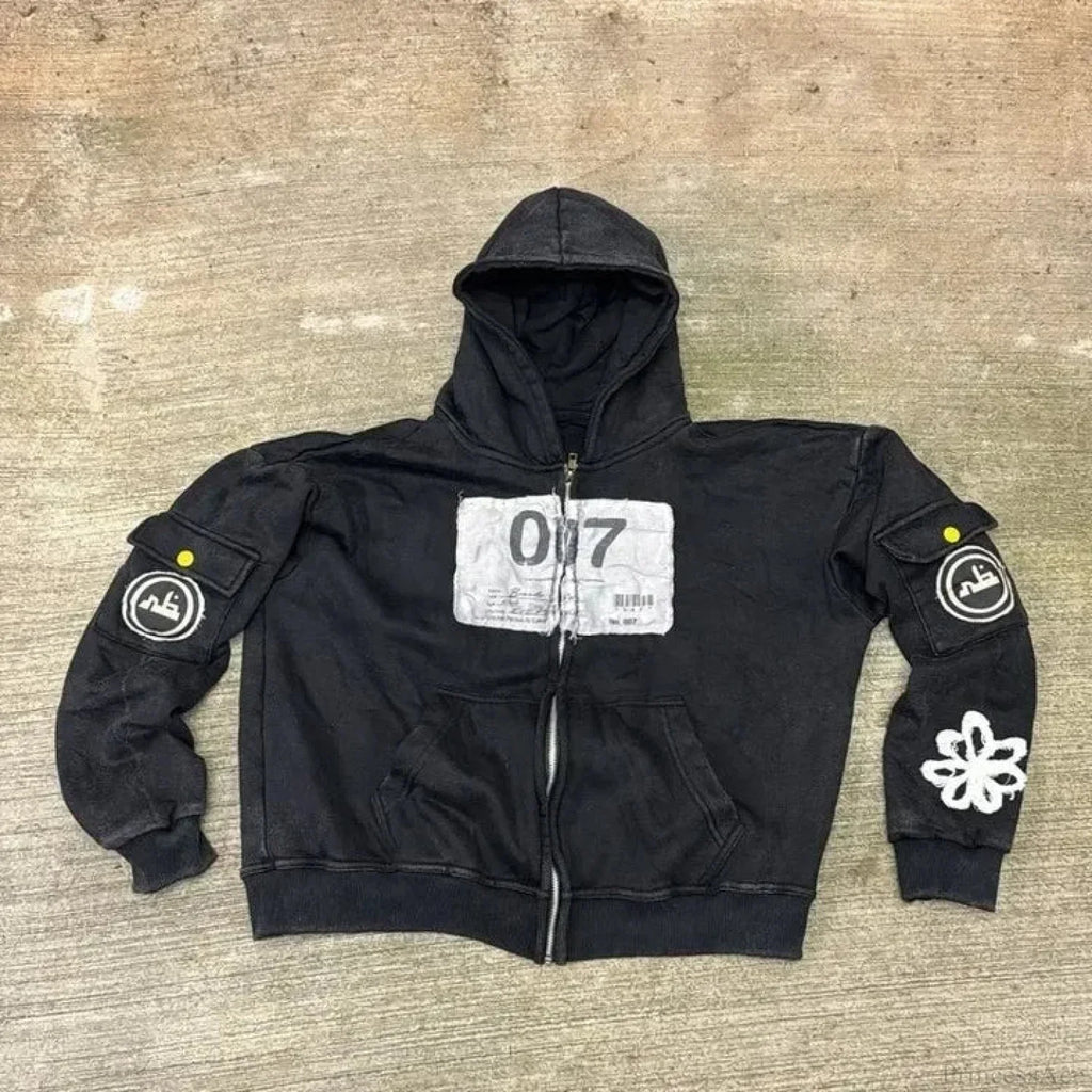 Dark Embroidered Large Hoodie image 8
