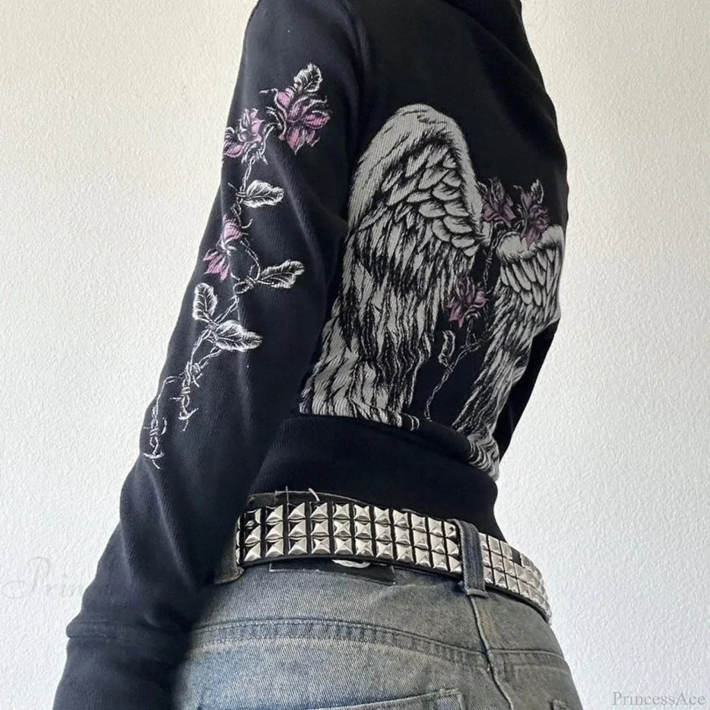 Dark Flower Wings Trim Fit Hoodie image 1