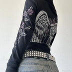 Dark Flower Wings Trim Fit Hoodie image 1