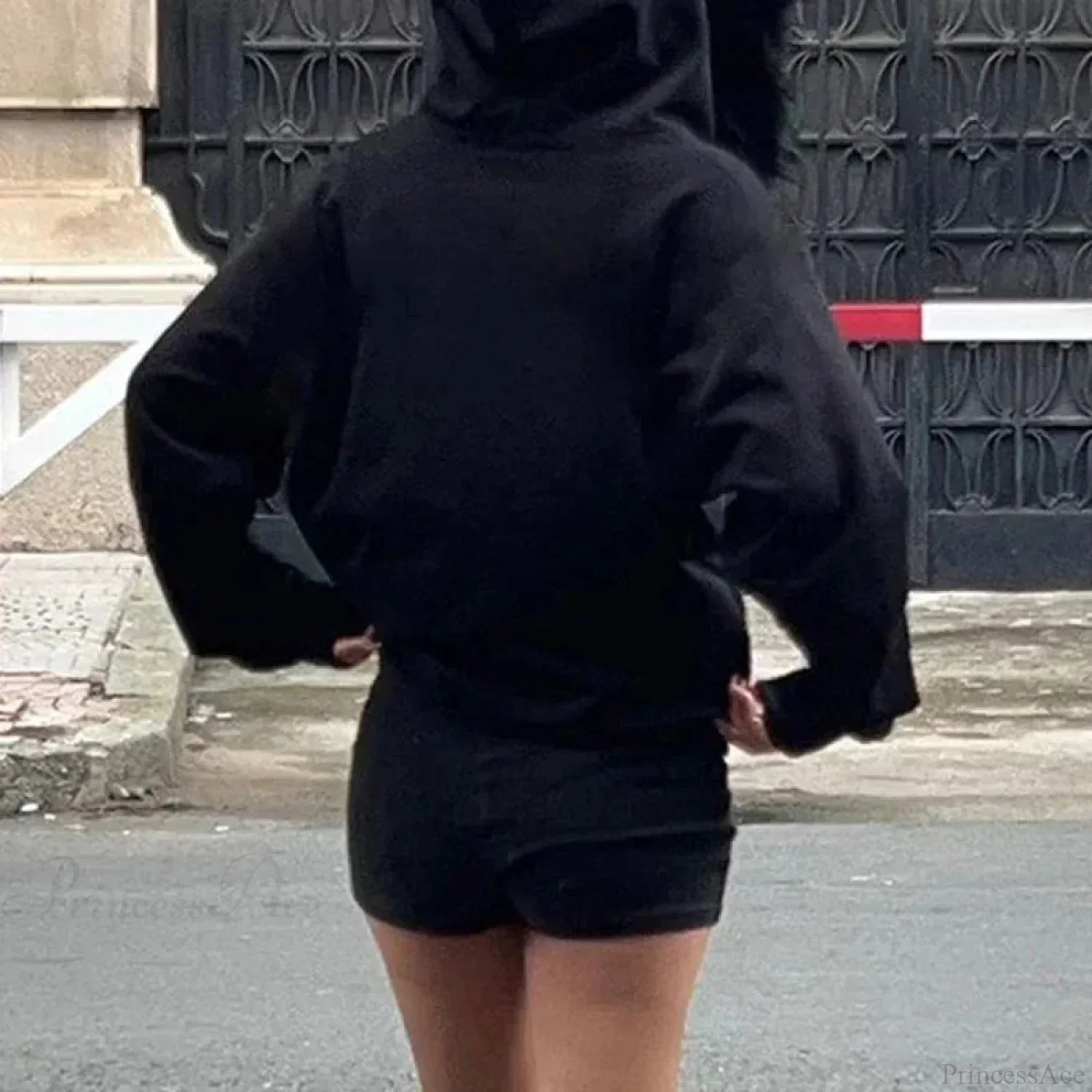 Dark Furry Collar Zip Hoodie image 2
