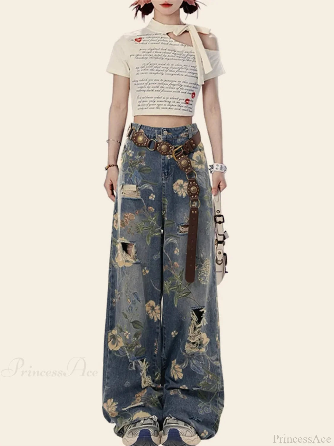 Dark Graphic Torn Denim Trouser image 2