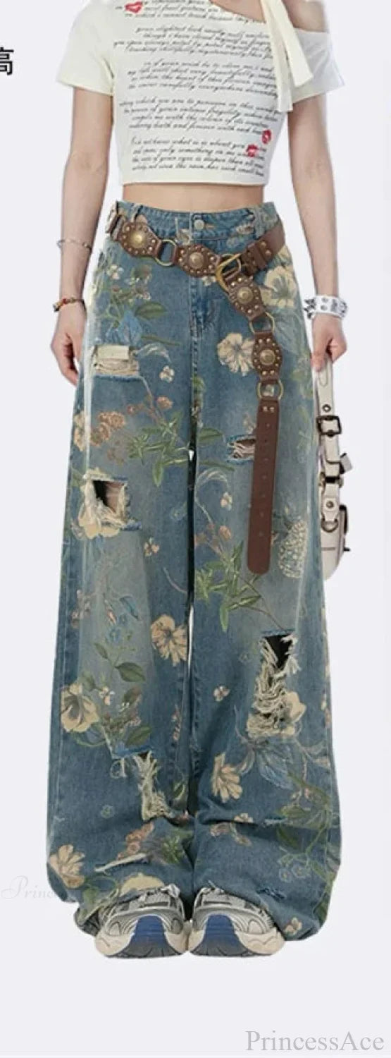 Dark Graphic Torn Denim Trouser image 1
