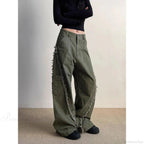 Dark Green Loose Denim Trouser image 3