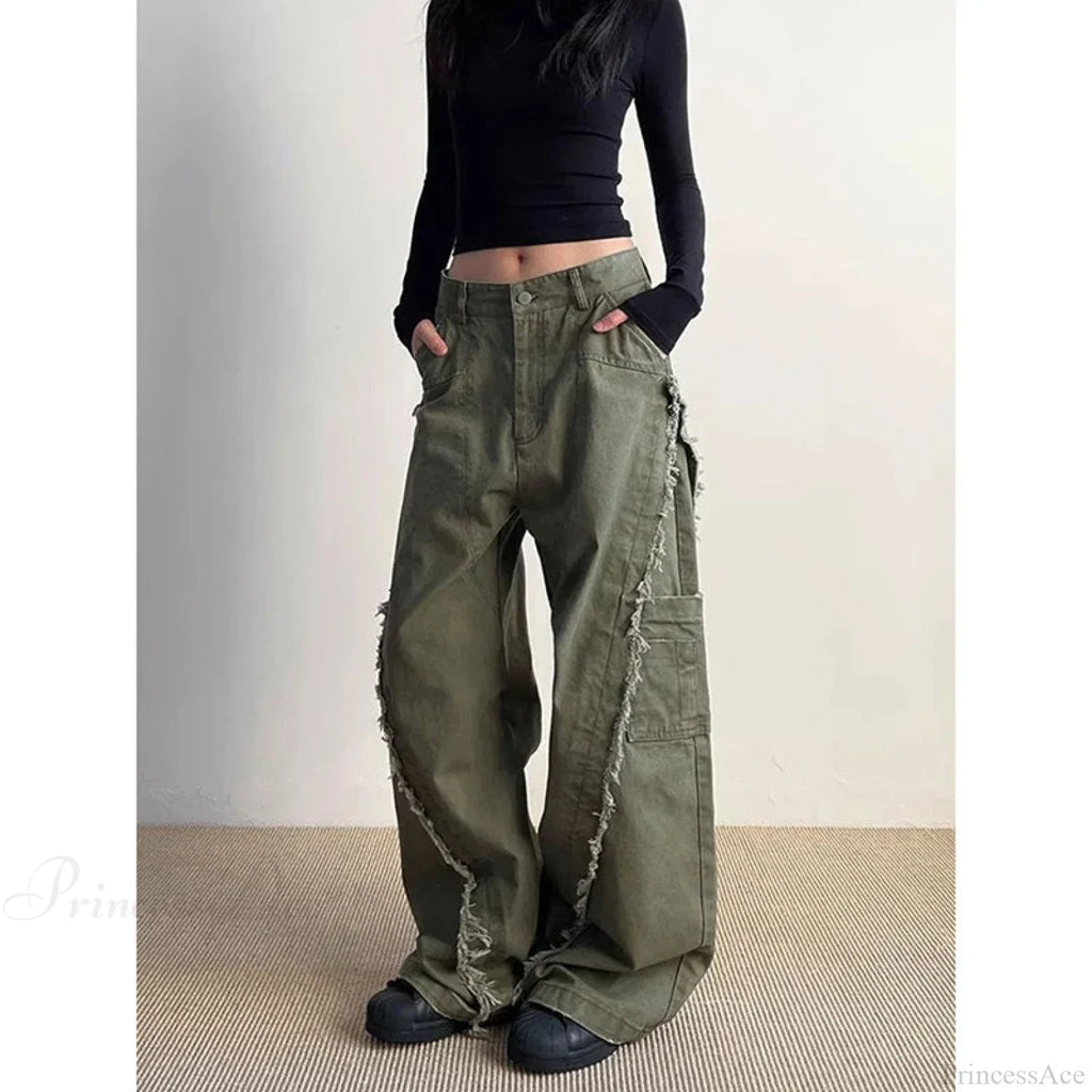 Dark Green Loose Denim Trouser image 2